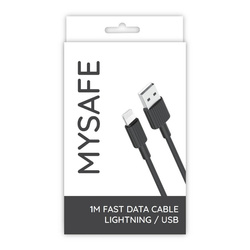 MYSAFE NB KABEL P156 LIGHTNING USB 1M CZARNY QUICK CHARGE
