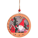 Lampka Świąteczna Drewniana Skrzat       i domek - Okrągła