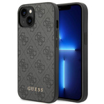Guess GUHCP14SG4GFGR iPhone 14 / 15 / 136.1" szary/grey hard case 4G Metal Gold Logo