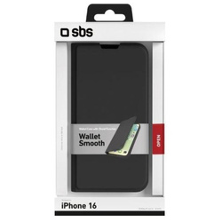 SBS Etui Book Wallet Smooth do iPhone 16 czarne