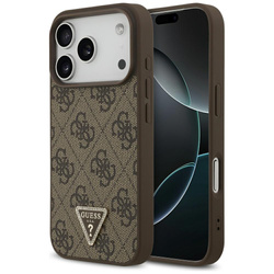 Etui Guess Leather 4G Triangle Strass    MagSafe do iPhone 17 Pro brązowy