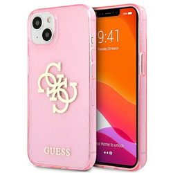 Guess GUHCP13SPCUGL4GPI iPhone 13 mini 5,4" różowy/pink hard case Glitter 4G Big Logo