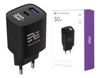Ładowarka sieciowa Encore Energy GaN QC 4 PD 3.0 USB-A USB-C 30W GaN-3083R z wyświetlaczem