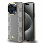 DKNY DKHMP15XPCPVSLE iPhone 15 Pro Max6.7" beżowy/beige hardcase Leather Checkered Mono Pattern MagSafe