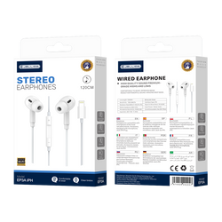 JELLICO wired earphones EP3A Lightning with microphone 1.2M White