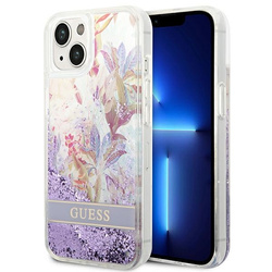 Guess GUHCP14MLFLSU iPhone 14 Plus / 15 Plus 6.7" fioletowy/purple hardcase Flower Liquid Glitter