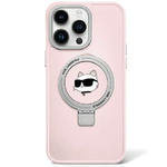 Etui Karl Lagerfeld Ring Stand Choupette Head MagSafe do iPhone 15 Pro - różowe
