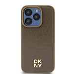 DKNY DKHMP15SPSHRPSW iPhone 15 / 14 / 136.1" brązowy/brown hardcase Leather Pattern Metal Logo MagSafe