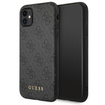 Guess GUHCN61G4GFGR iPhone 11 / Xr 6,1"szary/grey hard case 4G Metal Gold Logo