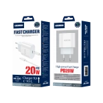 JELLICO wall charger AK200 PD 20W 1xUSB-C + cable USB-C - Lightning White
