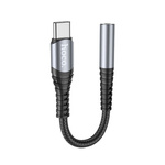 Adapter AUX Jack 3,5 mm do USB C Hoco LS33 szary