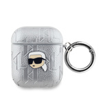 Karl Lagerfeld PU Embossed Karl Head Case for AirPods 1/2 Silver