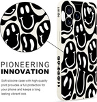 Etui Pnakqil iPhone 17 Air, silikonowe, czarno-białe uśmiechy smiley pudełko