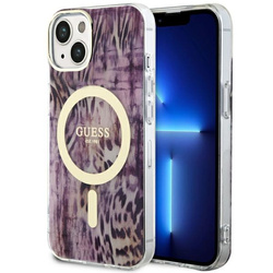 Guess GUHMP14SHLEOPWP iPhone 14 / 15 /13 6.1" różowy/pink hardcase Leopard MagSafe