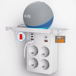PD20W SOCKET WITH SWITCH, WALL POWER STRIP WITH QUICK CHARGE PD3.0 AND QC18W, MULTIPLE PLUG 4 SOCKETS PLUG WHITE