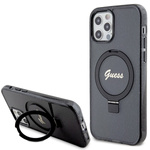 Guess GUHMP12MHRSGSK iPhone 12/12 Pro 6.1" czarny/black hardcase Ring Stand Script Glitter MagSafe