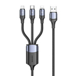 USAMS KABEL U71 3W1 1.2M 6A FAST CHARGE CZARNY /BLACK (LIGHTNING/MICROUSB/USB-C) SJ510USB01 (US-SJ510)