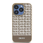 DKNY DKHMP15SPSOSPW iPhone 15 / 14 / 136.1" brązowy/brown hardcase Leather Printed Pattern Metal Logo MagSafe