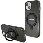 Guess GUHMP15MHRSGSK iPhone 15 Plus / 14 Plus 6.7" czarny/black hardcase Ring Stand Script Glitter MagSafe