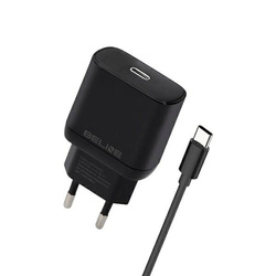 Beline Ład. siec. 1x USB-C 30W + kabel USB-C czarna /black PD 3.0 BLNCB30C GaN