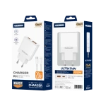 JELLICO ładowarka sieciowa EU57 PD 20W 1xUSB-C + 1xUSB QC3.0 + kabel USB-C - Lightning Biały