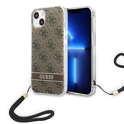 Guess GUOHCP14MH4STW iPhone 14 Plus / 15 Plus 6.7" brązowy/brown hardcase 4G Print Strap