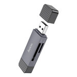 Czytnik kart SD / TF Hoco USB A / USB C 3.0 HB45 szary