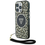 Etui Guess HC IML Leopard Triangle Cord  Strap do iPhone 16 Pro MagSafe brązowy