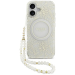 Etui Guess IML Flowers Electro Pearl     Strap MagSafe do iPhone 17 biały
