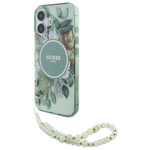 Guess GUHMP16MHFWBRCESN iPhone 16 Plus6.7" zielony/green hardcase IML Flowers With Pearl Strap MagSafe