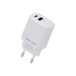 Beline Ład. siec. 1x USB-C + 1x USB 30W biała /white (only head) PD 3.0 + QC 3.0 BLN2CW30 GaN
