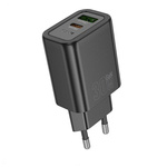 Ładowarka sieciowa do telefonu Hoco USB A + USB C QC3.0 PD 3A 30W N63 czarna