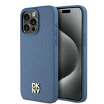 DKNY DKHMP15XPSHRPSB iPhone 15 Pro Max6.7" niebieski/blue hardcase Leather Monogram Pattern Metal Logo MagSafe