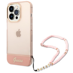 Guess GUHCP14XHGCOHP iPhone 14 Pro Max6,7" różowy/pink hardcase Translucent Pearl Strap