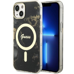 Guess GUHMP14SHTMRSK iPhone 14 / 15 / 136.1" czarny/black hardcase Golden Marble MagSafe