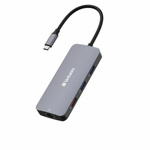 Verbatim Adapter Hub USB-C - HDMI/       3xUSB-A/SD/microSD/2xUSB-C/Eternet aluminiowy/aluminum 32152