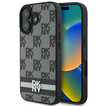 DKNY DKHCP16SPCPTSSK iPhone 16 6.1"6.1" czarny/black hardcase Checkered Pattern & Printed Stripes