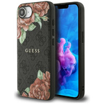 Etui Guess 4G Flowers Print MagSafe do   iPhone 16e czarny