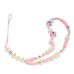 Guess zawieszka GUSTSHPP Phone Strapróżowy/pink Beads Shell