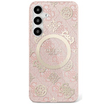 Etui Guess 4G Background Gold             Electroplated Peony Pattern MagSafe do Samsung Galaxy S25 różowy
