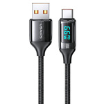 USAMS Kabel pleciony U78 USB-C 1.2mLED 6A Fast Charging czarny/black SJ544USB01 (US-SJ544)