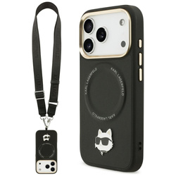 Etui Karl Lagerfeld Big Strap Choupette  Metal Logo MagSafe do iPhone 17 Pro Max czarny
