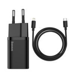 BASEUS SUPER SI 1C FAST WALL CHARGER USB TYPE C 20 W POWER DELIVERY + USB TYPE C - LIGHTNING CABLE 1 M BLACK (TZCCSUP-B01)