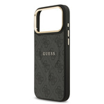 Guess PU Leather 4G Gold Frame MagSafe Case for iPhone 17 Pro Max Black