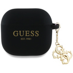Guess GUA4LECG4K AirPods 4 cover         czarny/black Silicone 4G Charm