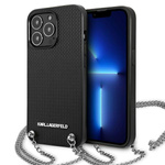 KARL LAGERFELD KLHCP13XPMK IPHONE 13 PRO MAX 6,7" HARDCASE CZARNY/BLACK LEATHER TEXTURED AND CHAIN