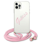 Guess GUHCP12MCRTVSPI iPhone 12/12 Pro6,1" różowy/pink hardcase Script Vintage