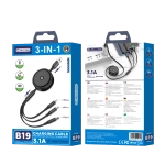 JELLICO cable B19 3w1 3.1A 1.2M Black