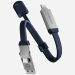 Kabel Energea Sheath Key 2w1 USB-C do    USB-C/USB-A 480Mbps 60W 15cm niebieski