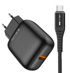 JELLICO ładowarka sieciowa C32 18W 1xUSB QC3.0 + kabel Micro USB Czarny